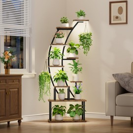 BACEKOLL Plant Stand Indoor with Grow Lights, 63" Tall Indoor Plant Shelf, 9 Tiered Corner Plant Holder, Large Flower Display Shelves for Living Room, Bedroom, Office, Home Decor