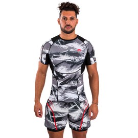 Venum Men's Standard Electron 3.0 Short Sleeve Rashguard Grey/Red