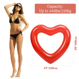 HeySplash Aufblasbar Schwimmring, 47,3 "x 39,4" Schwimmbecken Float Liegestühle Rohr, Wasser Spaß Beach Party Spielzeug für Kinder, Erwachsene - Rot