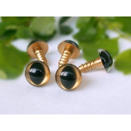 12mm Safety Eyes Plastic Eyes Plastic Craft Safety Eyes for Cat/Stuffed Doll Animal DIY Accessories - 20 Pairs (Golden)