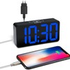 DreamSky LED digital alarm clock with USB charging port, large