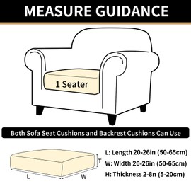 HEYOMART Sofa Seat Cushion Covers, 1-Piece Sofa Cushion Cover Protection, Jacquard Knitted Stretch Couch Cushion Covers Replacement for Individual Cushion (1 Seater, Beige)