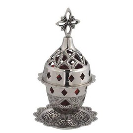 Christian Orthodox Nickel Plated Vigil Lamp (9353 N)