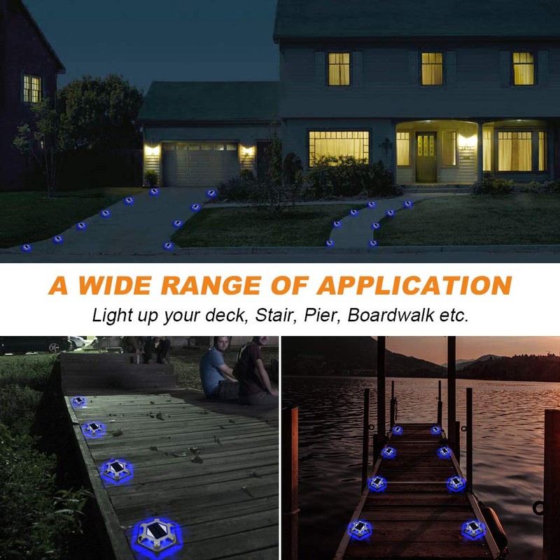 Solar Dock Lights Driveway Deck Lights,VOLISUN 12-Pack Waterproof 1200mAh Wireless