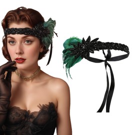 Lufdegim Women's 1920s Feather Headband, 20s Flapper Feather Hair Band, Gatsby Costume Accessories, Charleston Hairband, Headpiece for Carnival Fancy Dress Costume Theme Party