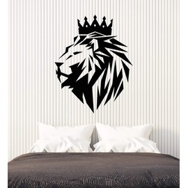 Viny Wall Decal Abstract Polyhedron African Lion King Crown Animal Cat Stickers Large Decor (3064ig) Black