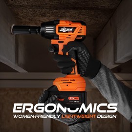 DECERK Cordless Impact Wrench 1/2 Inch, [Brushless] [REAL 400N.m] [2350 RPM], Impact Gun with 2×4.0Ah Battery [21V MAX], Power Electric Wrench for Car Tire/House/Mower, [6 Sockets] [Storage Box]