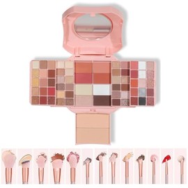 Kit de combinación de paletas de maquillaje profesionales, que incluye paletas de sombras de ojos profesionales de 64 colores y 13 juegos de cepillos de maquillaje