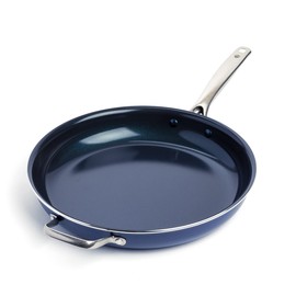 Blue Diamond 14" Nonstick Frying Pan, PFAS Free Ceramic Family Pan, Jumbo Pan with Helper Handle, Diamond Infused Nonstick Skillet, Dishwasher & Oven Safe, Durable, Non Toxic, Metal Utensil Safe, Blue