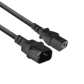 ACT IEC Male to Female C13 Cable 1.8 m C13 to C14 IEC Male to Female 3 Pin C13 Cable - AC3315 Black