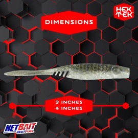 NetBait HexTek EKO Shad | 3″ & 4″ Soft-Plastic Swimbait | Shad Profile with HexTek Texture for Bass & Predators | Gizzard Shad, 3-Inch