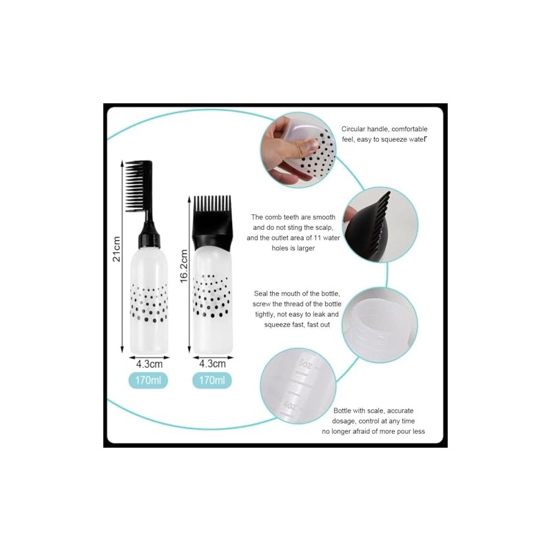 Hair Dye Applicator Kit, 4 Piece Set with Massage Brush,