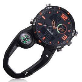 GOMETY Pocket Watch Nurse's Watch with Carabiner, Clip Carabiner Watch with Luminous, Calendar, Week, Alarm Clock, Compass, Digital Watch, Analogue Quartz Watch for Nurses, Doctors, orange, Sports