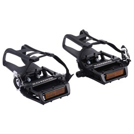 Pedals Bicycle, Bicycle Pedal with Toe Clip/Strap, Platform Mountain Bike/MTB/Flat Pedals with High-Quality Industrial Ball Bearings and Top Grip, Trekking Pedals Bicycle, 9/16 Inch