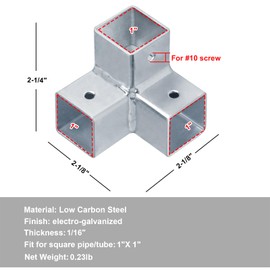 YIDU69Q 8 Pcs 1" Square Tubing Connector, 3 Way Square Tube Corner Coupler Structural Fence Rails Clamp