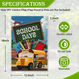 Hafhue Back to School Colorful Pencil Yellow School Bus Welcome Garden Flag, 12 x 18 Inch Double Sided Classroom Flag First Day to School Outdoor Exterior Porch Decoration, Back to School Garden Flag