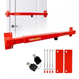 Door Security Bar - 32"-42" Adjustable, 2500 lbs, Keyed Lock