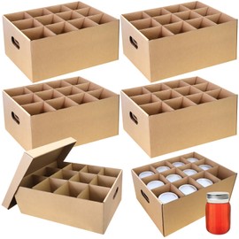 Yamahiko 6 Pieces Mason Jar Storage Box for Pint Size Canning Jars, Cardboard Canning Mason Jar Storage Boxes Organizer Holder Container for 16 oz Mason Jar Stacking Packing Moving, Natural Color