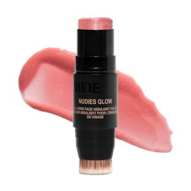 Nudestix Nudies Glow Highlighter Stick – Multi-Use Cream Highlighter for Face, Eyes & Body with Built-In Brush | Dewy, Radiant Finish for All Skin Ton