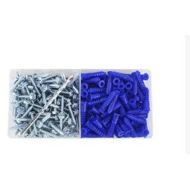 Everbilt #10-12 x 1-1/4 Blue Ribbed Plastic Drywall Anchor Kit with Screws 201PC