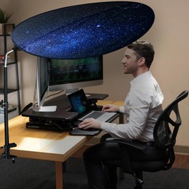 Office Cubicle Desk Shade Anti-Glare Cover Light Sensitive Professionals Cubicle Light Blocker for Workspaces Desk Canopy 36" Circular Shading Light Shade with Clamp