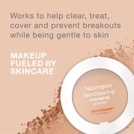 Neutrogena SkinClearing Mineral Acne-Concealing Pressed Powder Compact, Shine-Free & Oil-Absorbing Makeup with Salicylic Acid to Cover, Treat, & Prevent Breakouts, Chestnut 135,.38 oz (Pack of 2)