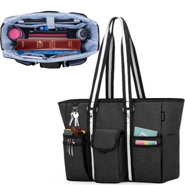 CURMIO Bible Cover, Large Bible Carrying Bag Church Carrying Case for Women, Bible Holder for Bible Study Supplies Like Journal, Tabs and Highlighters, Black, Bag Only