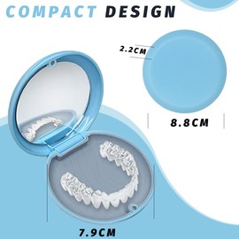 2 Stück zahnspangendose, Spangendose mit Magnetische Schnalle,Zahnprothesen Behälter, mit Spiegel, Gebissdose Zahnspange,für Reisen und täglichen Gebrauch (Schwarz+Blau)