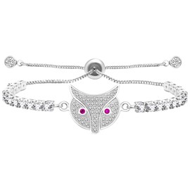 Tobestu White Gold Plated Cubic Zirconia Tennis Bracelet for Women - Exquisite Fox Bracelets for Birthday Graduation YA4928