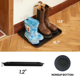 Boot Tray for Entryway Indoor, Heavy Duty Shoe Mat Tray 2 Packs, 16.7"x12.8" Waterproof Shoe Tray with Raised Edge, Outdoor Multi-Purpose Tray for Boots, Shoes, Garden, Pets