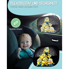 HiTS4KiDS 2 x Sun Shade for Side Windows - Attachment with Suction Cups - Effective Sun Protection Car Kids - UV Protection Car - Universal Fit Sun Shade Car