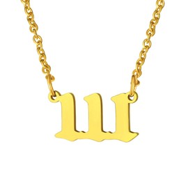 FindChic 111 Necklace Gold Aesthetic Necklaces Angel Number Necklace Aesthetic Jewelry Gold Layered Necklaces Spiritual Necklace Dainty Gold Necklace Choker Necklace for Women Number Chain