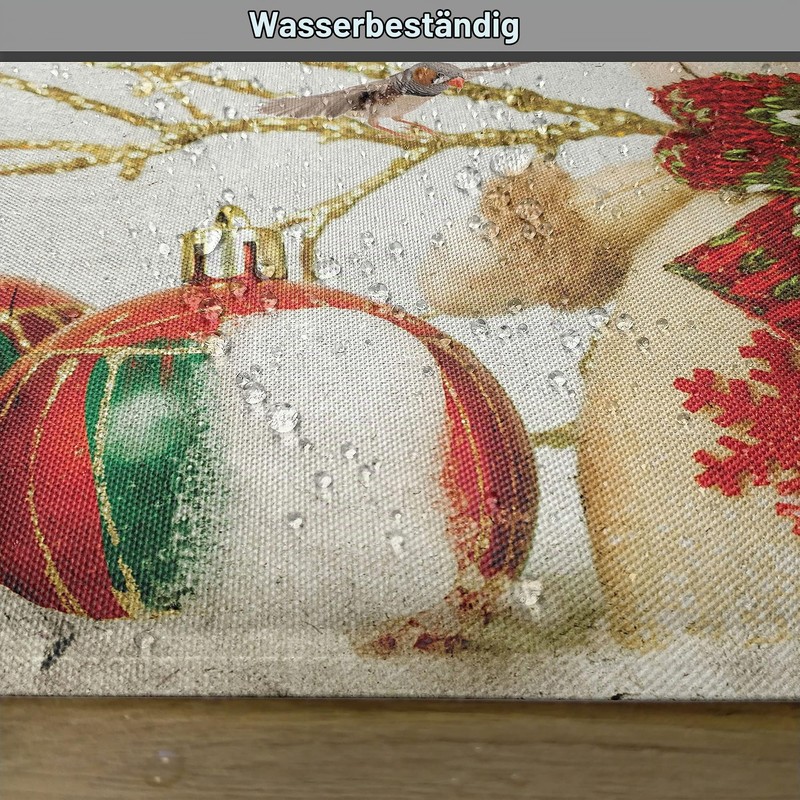 ABAKUHAUS Christmas Place Mats, Colourful Jolly Times, Washable Fabric Dining