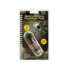 Kole OF807 8-in-1 Multi-Screwdriver Flashlight Building Tools, Black