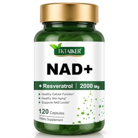 TKTALKER Suplemento NAD de 2000 mg – 120 cápsulas True NAD & Resveratrol, NMN alternativo liposomal NAD+ para mujeres y hombres, apoya la salud celula