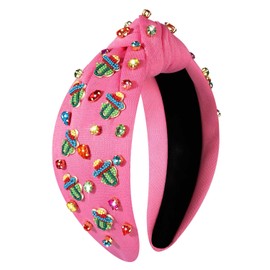 YAHPERN Mexican Headband for Women Cinco De Mayo Headband Beaded Fiesta Knotted Headband Jeweled Crystal Headband Holiday Accessories