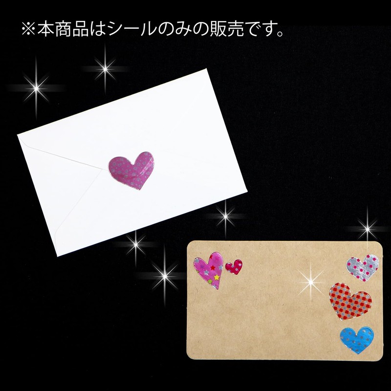 YS-035 Sparkling Punmaru Heart Stickers, Mix, Colorful, Valentine, 1 Sheet,