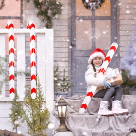 DKINY Pack of 3 120 cm Inflatable Christmas Candy Canes Giant Novelty Candy Cane Stick Large Grinch Christmas Decoration Inflatable Sticks Christmas Decoration for Outdoor Front Door Christmas Tree