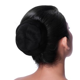 2Pcs Synthetic Braid Chignon Hair Bun Claw in Extensions for Women - Instant Elegance for Weddings, Proms, and Special Occasions (1B# Black)