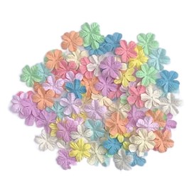 100 Pcs Patch Frangipani Flowers 25x25mm Mulberry Paper Flowers Scrapbooking Wedding DIY Craft Supplies Card. (Pastel Colors)