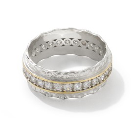 JTV Elegant White Cubic Zirconia Band Ring in Rhodium and 14K Yellow Gold-Plated Sterling Silver, 1.50ctw (6)