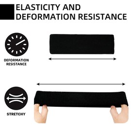 Elastic Sports Headband 2Pack Unisex High Absorption Sweat Band Hair Band for Running, Fitness, Tennis & Outdoor Activities
