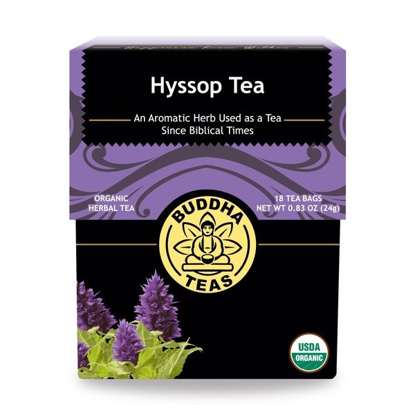 Buddha Teas Organic Hyssop Tea | 18 Bleach-Free Tea Bags | Aromatic | Anti-Inflammatory | Antioxidants | Digestion | Made in the USA | Caffeine-Free | No GMOs