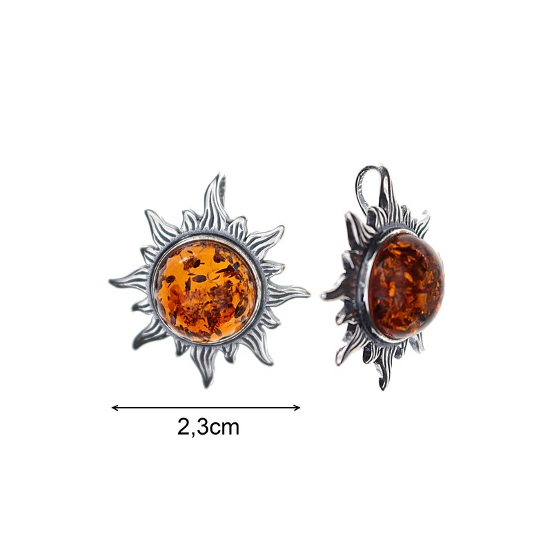 Artisana Jewellery Amber Sun Pendant (without Chain) Set in 925/000