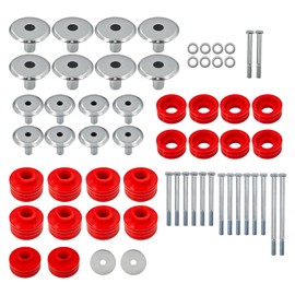 KF04058BK Body Mount Bushing Kit Replacement for Ford F250 F350 Super Duty 1999-2007 2WD/4WD Polyurethane Body Cab Mounts with Steel Sleeves & Hardware (Red)