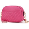 Lola Mae Quilted Crossbody Bag, Trendy Design Shoulder Purse (Fuchsia)