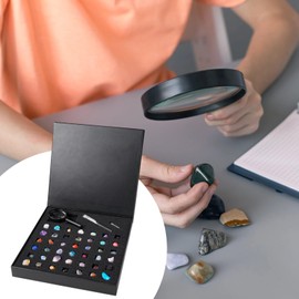 43-Piece geode kit, School Teaching Geological Science kit, Including Crystals, Minerals, Magnifying Glass and Storage Box, Perfect for Rock Collection and Educational Exploration