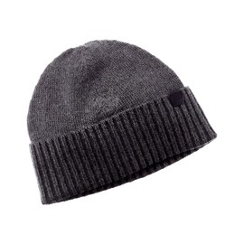 Bruno Magli 100% Italian Cashmere Hat for Men – Men’s Knit Winter Beanie, Heathered Rib Grey with Charcoal