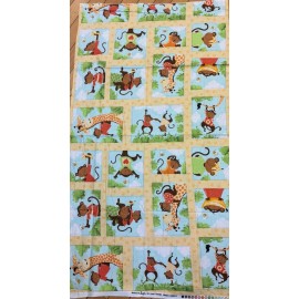 HAMIL TEXTILES SUSYBEE #20212-310 OOLIE THE MONKEY PATCHWORK PANEL