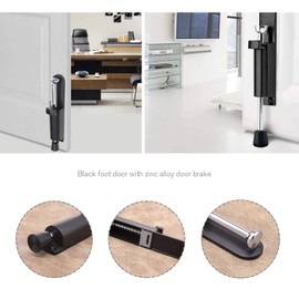 Be In Your Mind 2 x Black Spring Loaded Adjustable Heavy Duty Door Stops with Screw Fixing